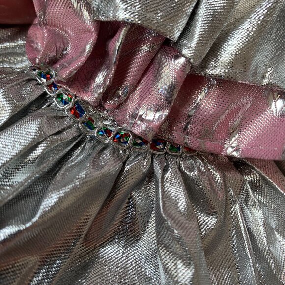 HARLEQUIN CLOWN DOLL PINK SILVER COSTUME - Picture 6 of 9